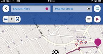 Nokia HERE maps application screenshot