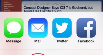 iOS 7 Safari, Reading List icon highlighted