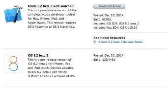 New betas of iOS 8.2 and Xcode 6.2