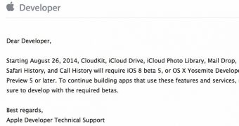 Apple's email to developers