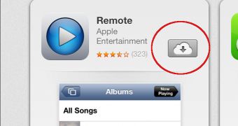 Re-downloading Remote from Apple, iCloud download button highlighted
