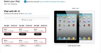 iPad 2 shipping time improves (U.S. Apple store listings)