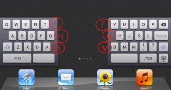 iPad split keyboard has "ghost" buttons