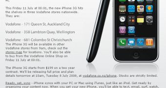 Vodafone New Zealand's iPhone 3G announcement