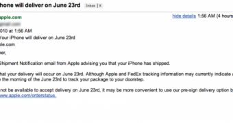Email notification from Apple