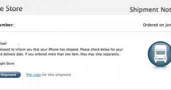iPhone 4 shipment notification