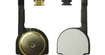 Alleged iPhone 5 Home Button Flex Cable Ribbon Circuit next to iPhone 4 version