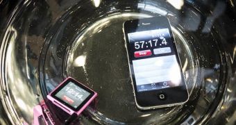 iPod and iPhone submerged in water, still working