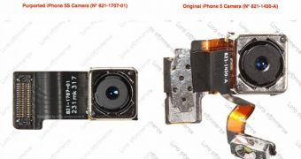 Comparison between purported iPhone 5S camera module and the corresponding iPhone 5 part