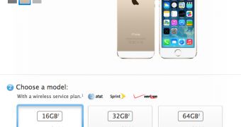 iPhone 5s on the Apple online store