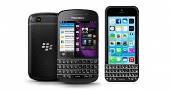 BlackBerry side by side the iPhone with Typo keyboard
