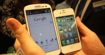 Samsung Galaxy S III next to iPhone 4S