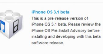 iPhone OS 3.1 IPSW Beta download - iPhone Dev Center page (screenshot)