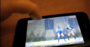 A screenshot from the video depicting the motion sensitive features of the presumed MK Touch game