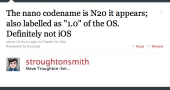 Developer Steven Troughton-Smith shares his iPod nano 6 findings via Twitter - screenshot