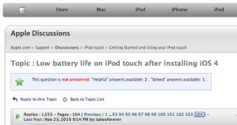 iPod touch Battery Drain Nightmare Continues with iOS 4.2.1