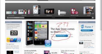 Notice the iTunes 7 sign still appearing on the right side of the page