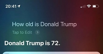 Donald Trump page on Siri
