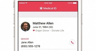 Health app with donor registration options
