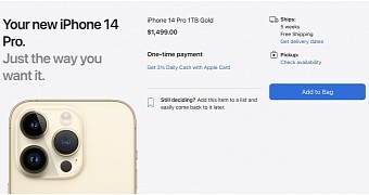 iPhone 14 Pro shipping in 5 weeks
