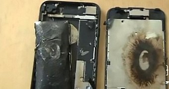 The iPhone caught fire while charging