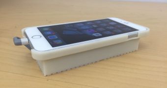 3D printed case with iPhone on top