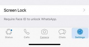 Face ID settings in WhatsApp for iOS