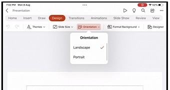 Microsoft PowerPoint running in portrait mode on iOS