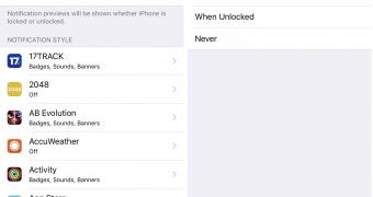 Notification settings in iOS 11