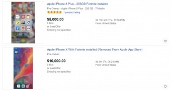 iPhones with Fortnite installed on eBay
