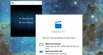 Movies & TV popup on Windows 10