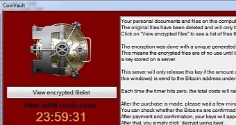 Computer infected with CoinVault ransomware