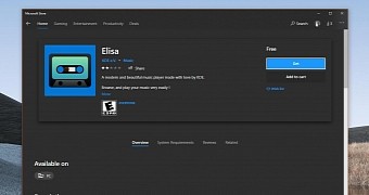 Elisa music player in the Microsoft Store