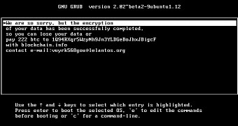 The GRUB message displayed by KillDisk