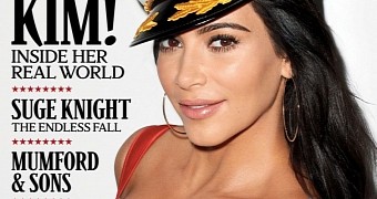 Kim Kardashian does the sailor look on the cover of this month's issue of Rolling Stone