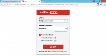 Spoofed LastPass login page