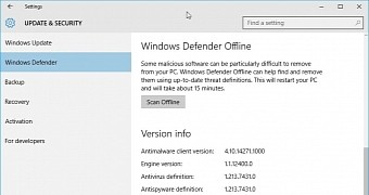 Windows Defender Offline in the latest Redstone build