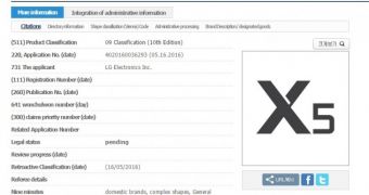 LG's trademark application for the X5 moniker