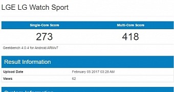 LG Watch Sport benchmark results