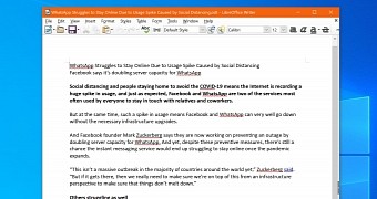 LibreOffice Writer on the desktop