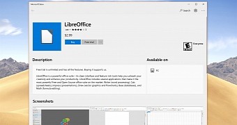 Alleged LibreOffice version for Windows 10 on the Microsoft Store