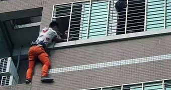 The man was rescued by firefighters