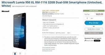Microsoft Lumia 950 XL pre-order page