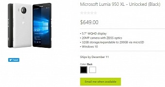 Lumia 950 XL Sold Out at Microsoft Store US