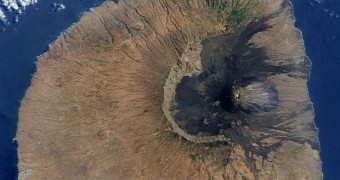 Satellite view of the Fogo volcano