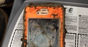 What the iPhone looked like when it was found under mud