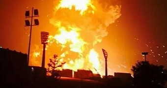 Massive explosion rocks port city in China