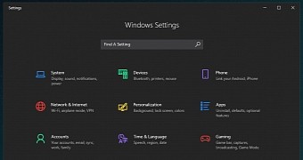 Windows 10 Settings app concept