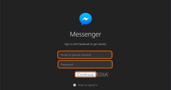 Log in with your Facebook credentials in Messenger for Desktop