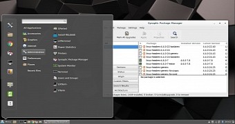 Cinnamon 3.0.5 Desktop with Synaptic running